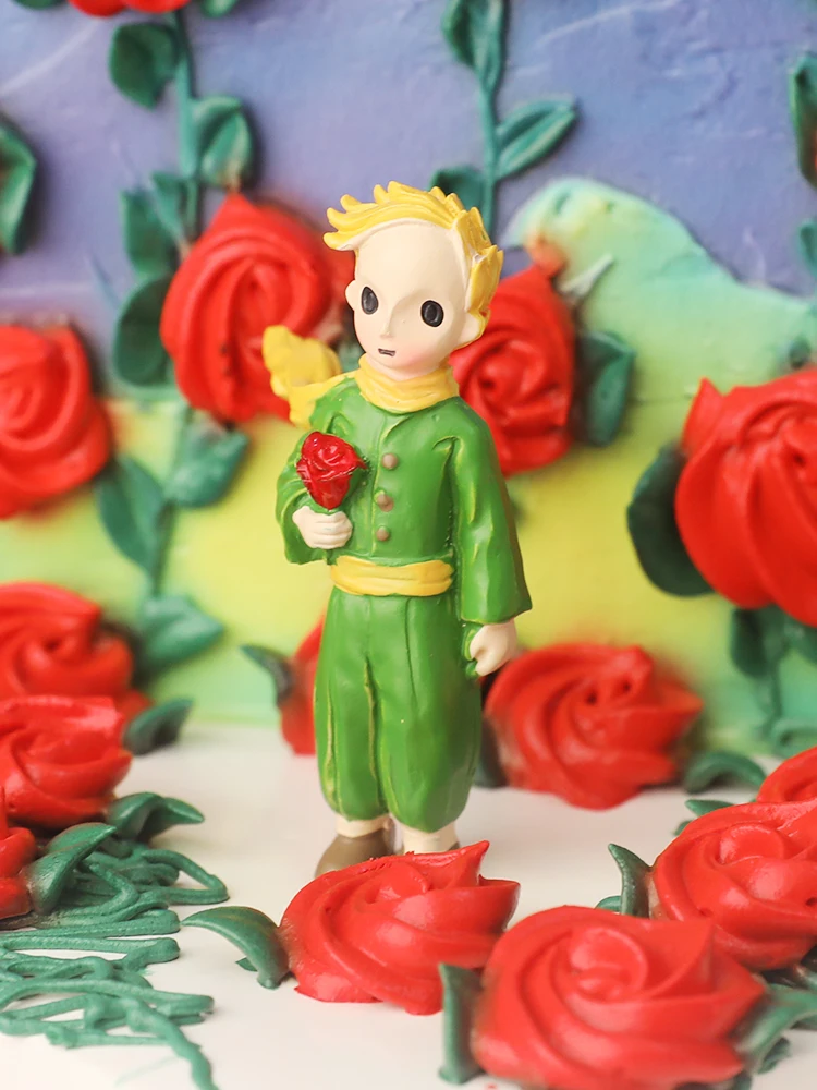Red Rose Little Prince Children Kid Happy Birthday Cake Topper Wedding Party Supplies Baby Shower Girl Boy Fox Rose Sweet Gifts