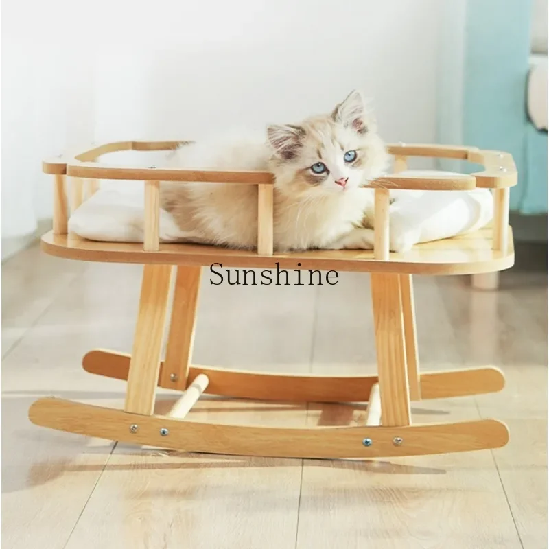 

Cat bed Wooden pet hammock Four seasons cat swing mat