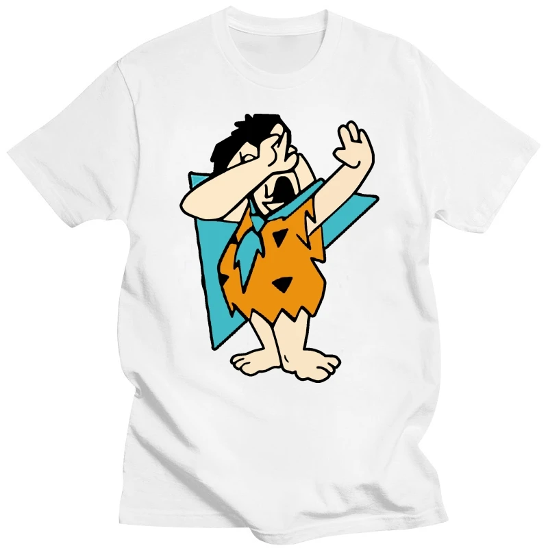 2020 Funny Dabbing Flintstone Animated Cartoon T Shirt Gift New Mens Spring Summer Dress Short Sleeve Casual