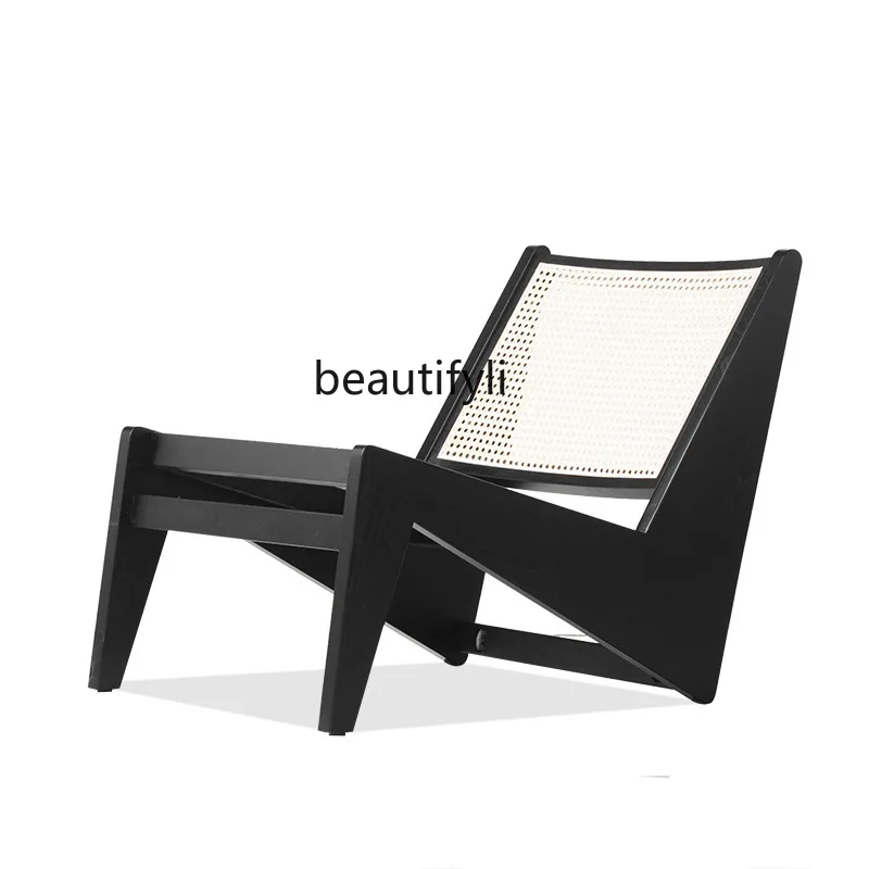 

Nordic Solid Wood Sofa Chair Japanese Rattan Home Balcony Recliner Leisure Chair Tea Room Silent Style living room furniture