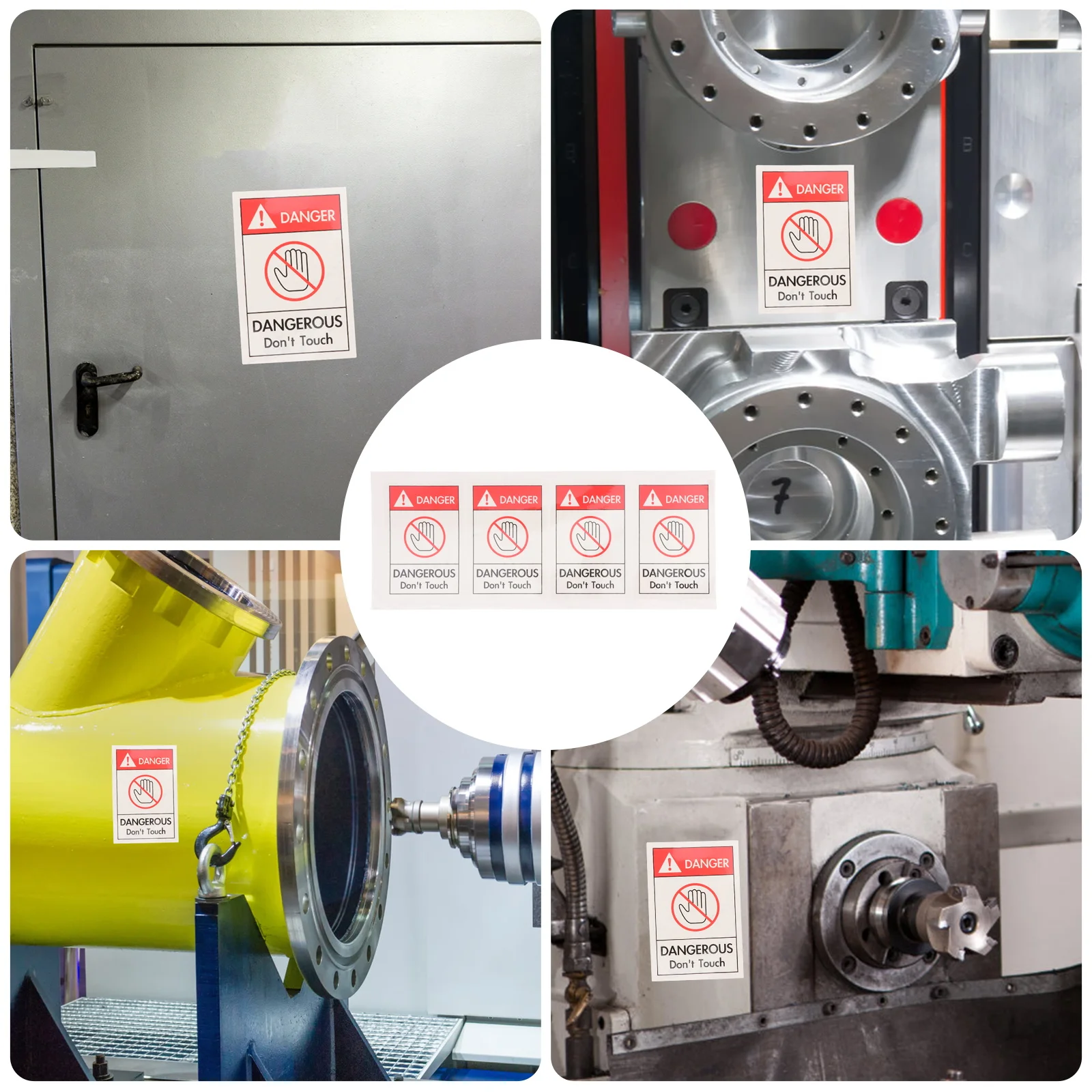 4pcs Safety Warning Sign Stickers No Touching Decal Machine Caution Sticker For Equipment Security Do Not Touch Signs