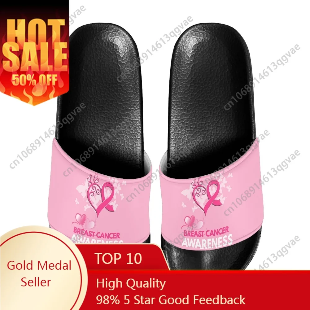 Cancer Survivor Breast Cancer Slippers Home Water Shoes Men Women Teenagers Beach Pool Sandals Custom Made Summer Slipper