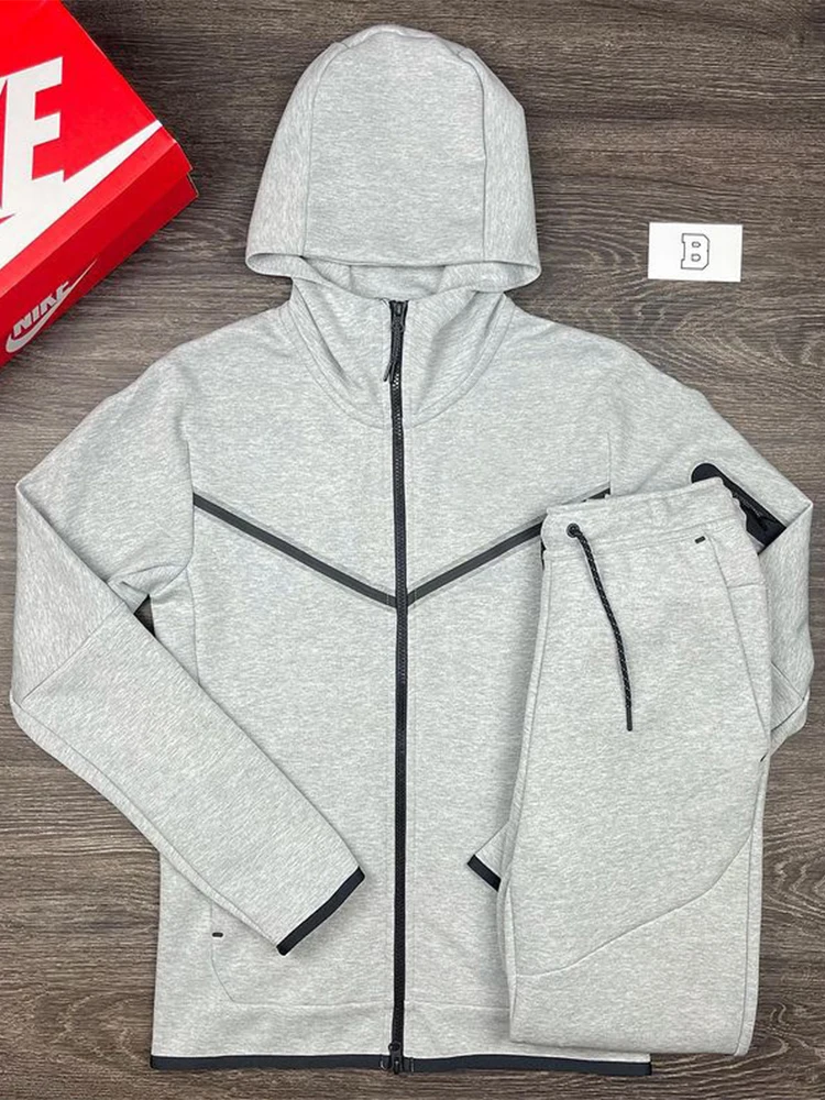 Fashion Casual Men's Wear Europe And The United States Spring And Autumn Sports Hoodie Matching Color Sports Two Boutique Sets 1