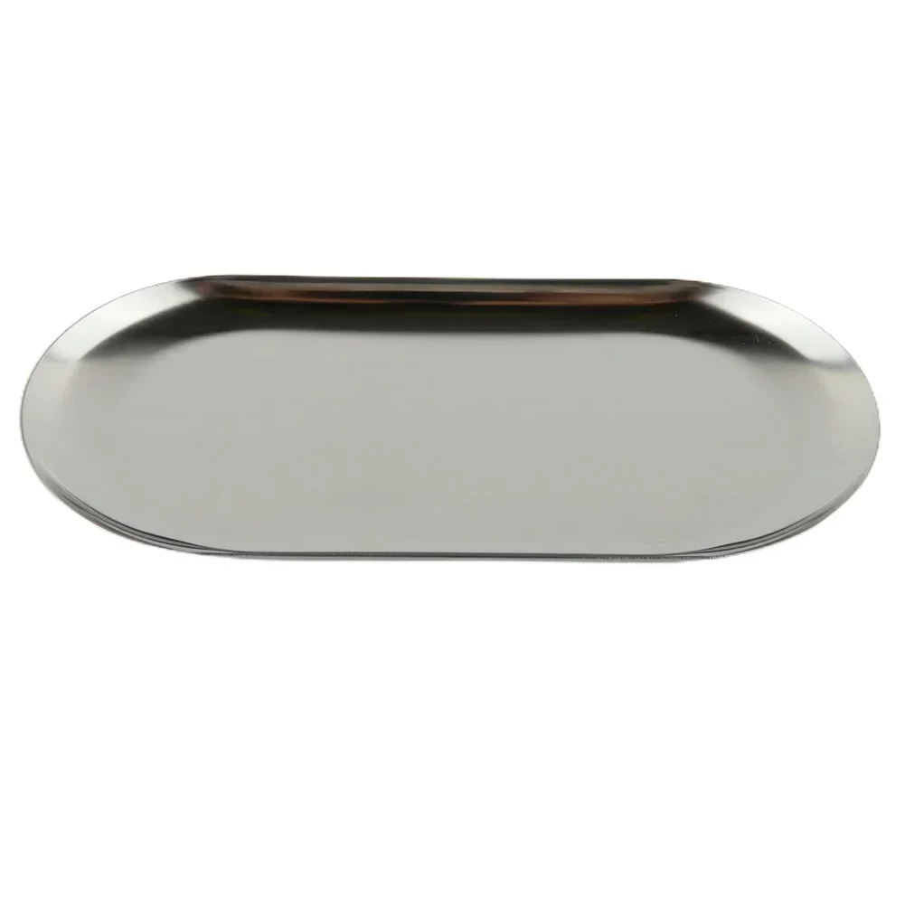 

Store Food Retail And Sundries Plate Tray 1pcs Gold Oval Silver Smooth Stainless Steel For Kitchen Saves Space