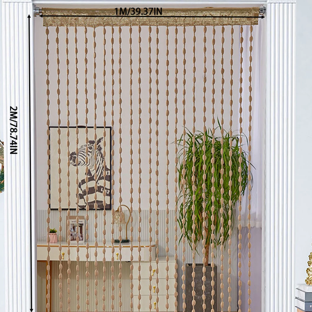 100x200cm Decorative Divider Curtain String Bead Curtain Retro Style Room Divider Privacy Curtain for Home Hallway Living Room