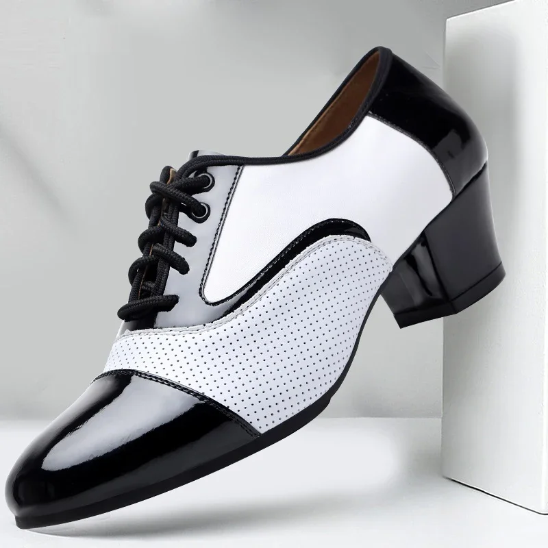 Modern Dance Shoes For Men Soft Performance Leather Breathable Social Latin Dance Square Formal Dress Jazz Dance Shoes Sneakers