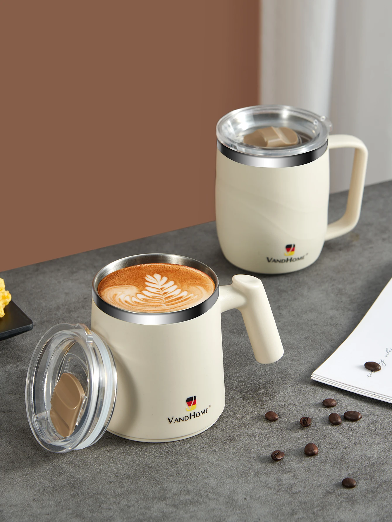 WORTHBUY Vaso a prueba de fugas de acero inoxidable 304, taza de agua para oficina, antiquemaduras, taza de café aislada, 430/480ML