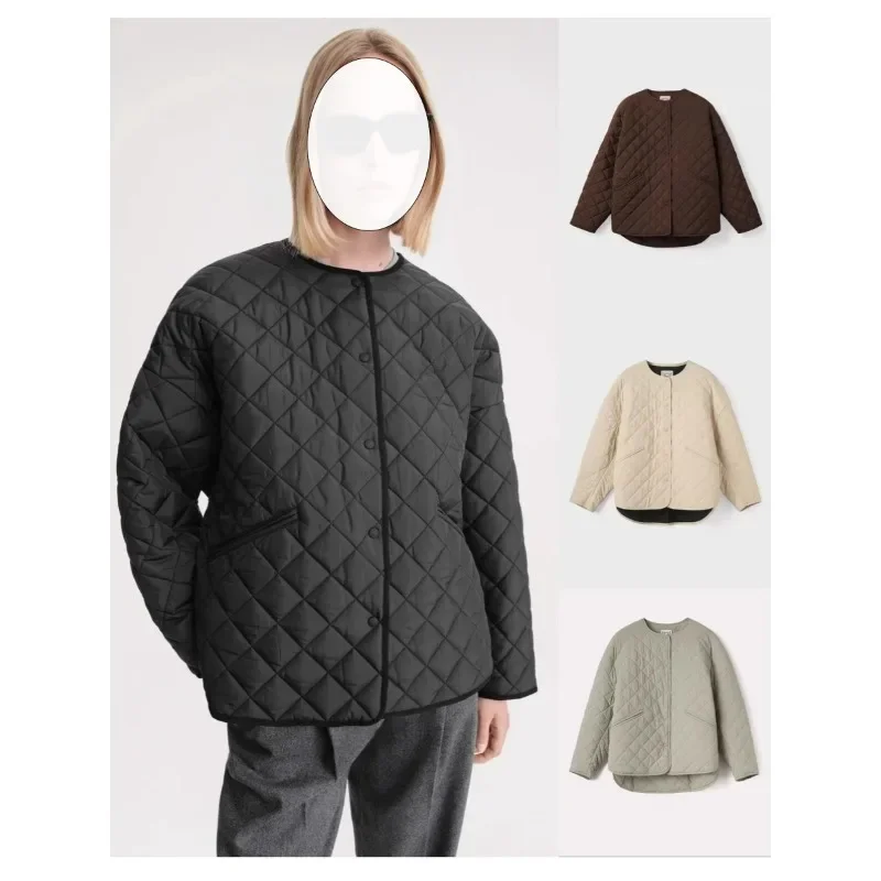 TT@ LUXURY Diamond Grid Sandwiched Cotton Jacket, Warm Silhouette Cotton Jacket, Cotton Jacket, Women's Outerwear, Spring 2025