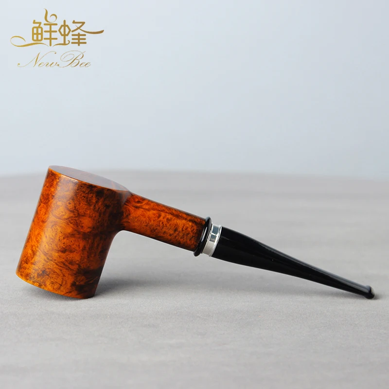 MUXIANG Popeye Pipe Straight Hammer Tobacco Pipe 9mm Filtration Handmade Briarwood Pipe With Decorative Ring for Father\'s Gift