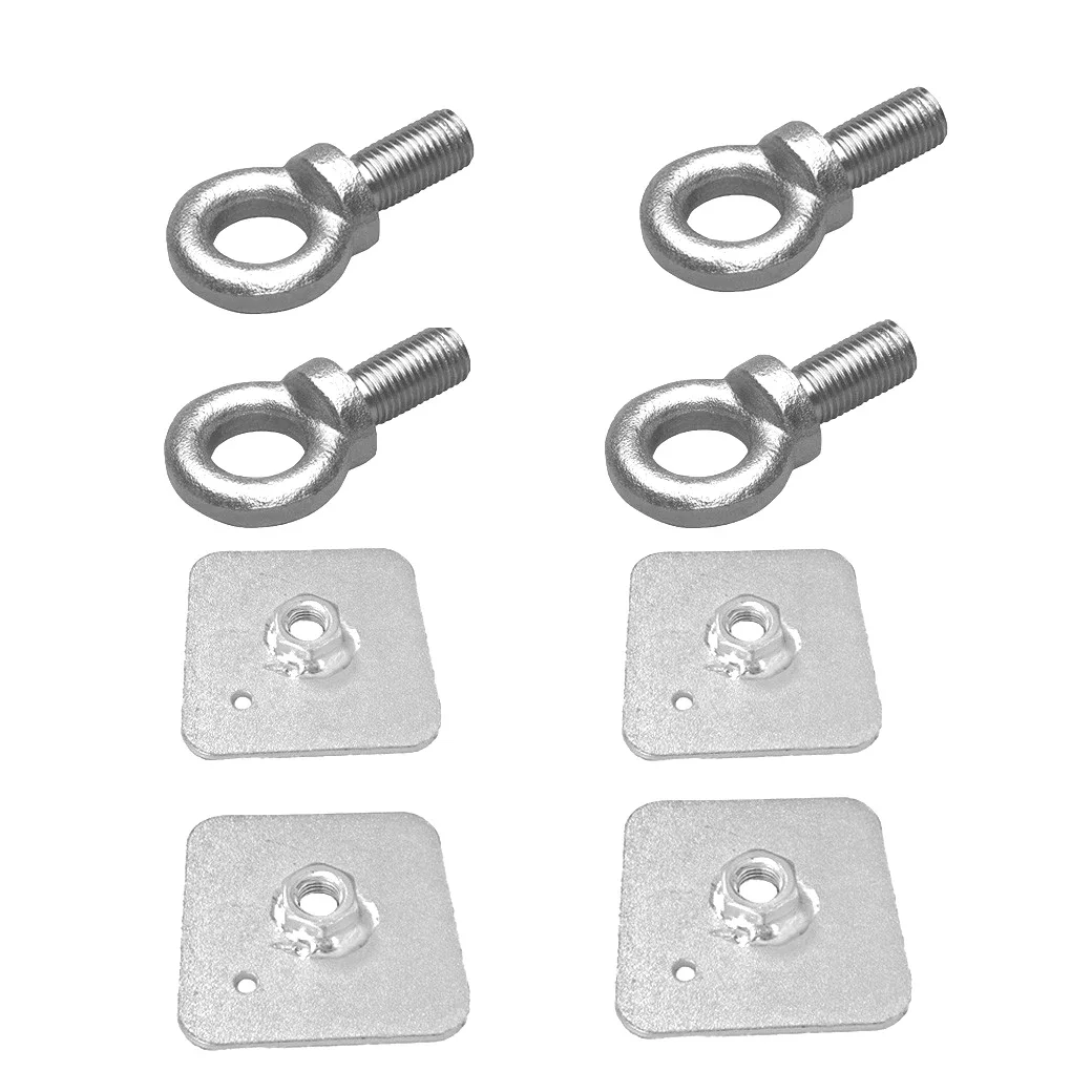 1set  Auto Parts Seat Belt Harness Eye Bolts and Backing Mounting Plates M12 Thread UNF X4 Automobiles and Spare Parts