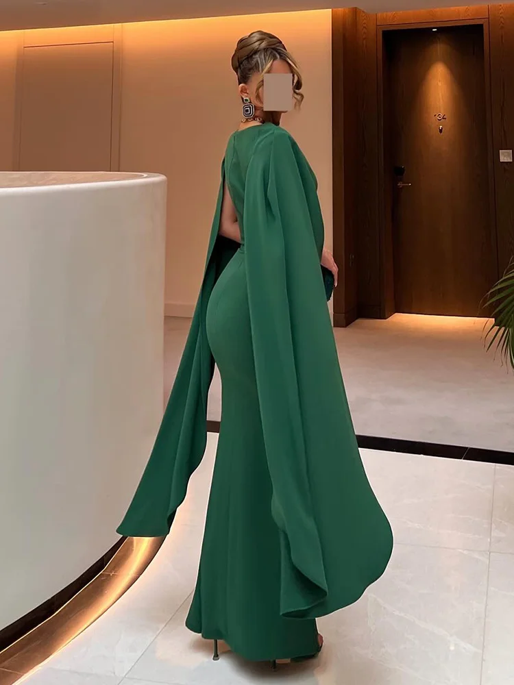 Jirocum Elegant Mermaid Prom Dress Women Green Chiffon Simple Party Evening Gown Ankle Length Special Occasion Gowns custumized