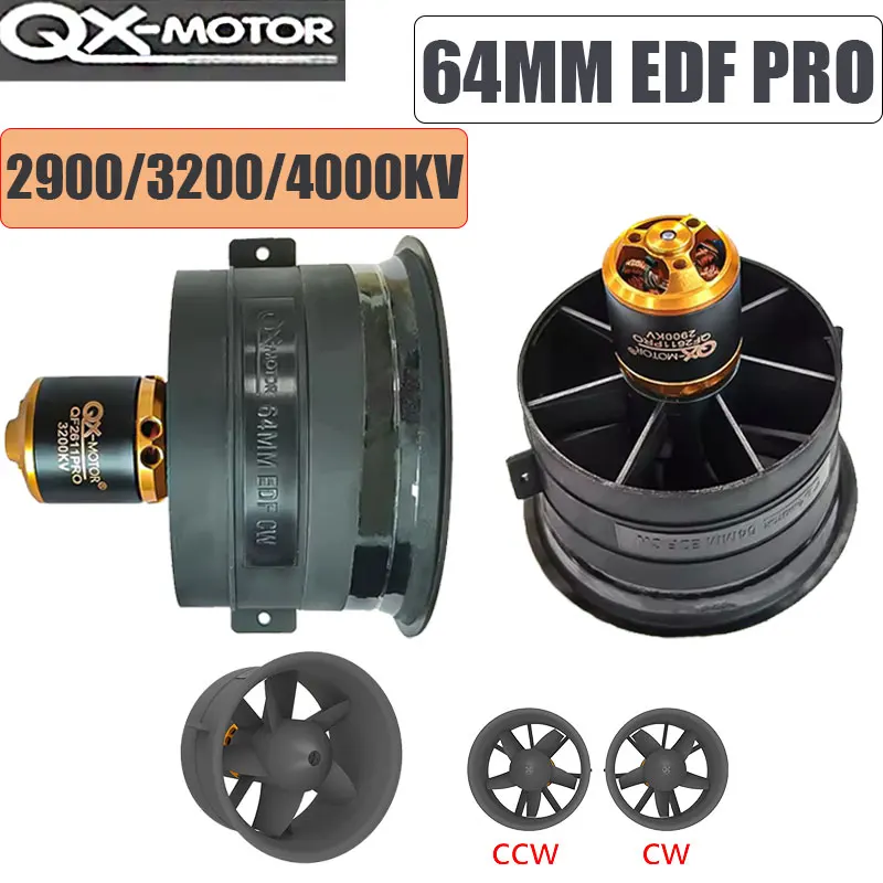 

QX-MOTOR QF2611 PRO 64mm 5-Blade EDF Brushless Motor 2900/3200/4000KV CW/CCW RC Helicopter Jet Model Accessories