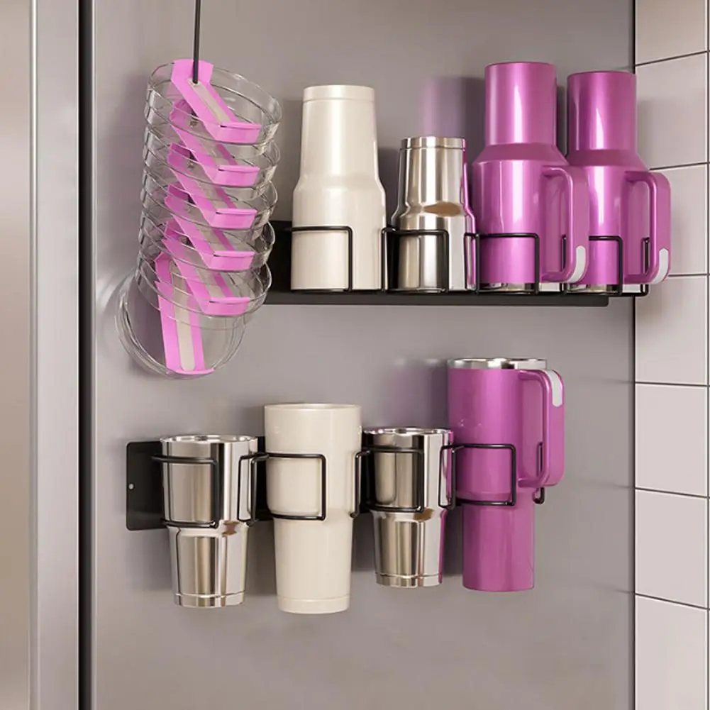 

Kitchen Cup Storage Rack Water Bottle Holder For Refrigerator Magnetic Cup Storage Organizer Holder For Stanley Tumbler Lid S7U7