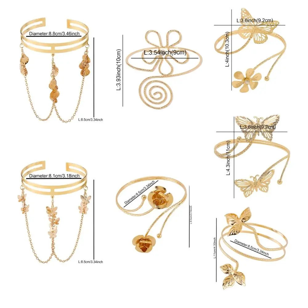 Creative Metal Opening Arm Bracelet Multi Style Adjustable Wide Open Bangle Retro Gold Color Arm Cuff Party Wear