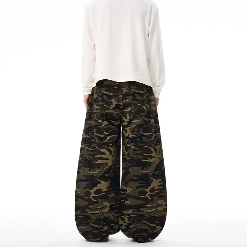 Autumn And Winter American High Street Retro Wide Leg Camouflage Casual Pants For Men And Women Straight Leg Long Pants Trendy