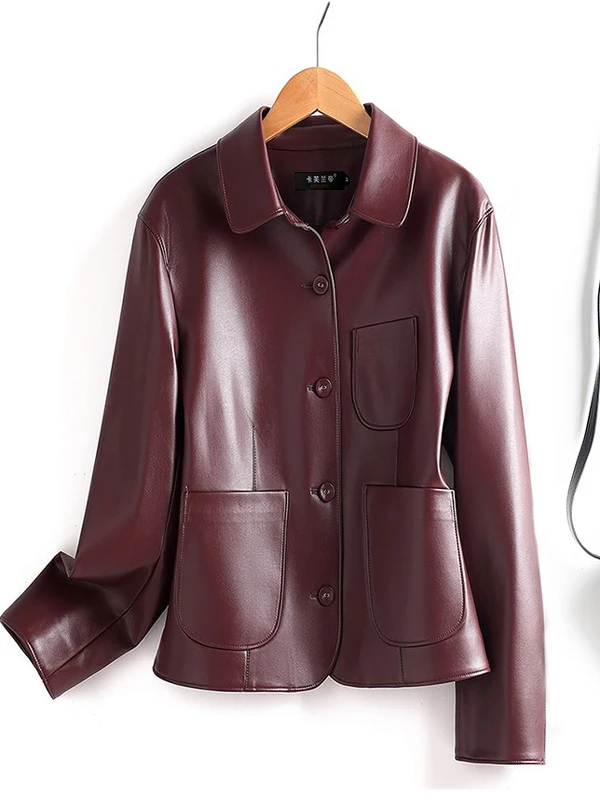  Ning Genuine Leather Jaet Women's ort Sle 2025 Spring Autumn New Korean Version Versatile Slimming Casual Leather...