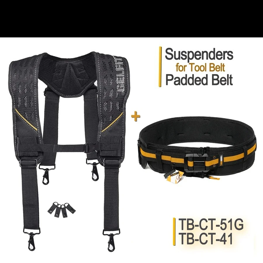 Suspenders Padded Belt Heavy Duty Buckle ToughBuilt Constrcution Tool Belt ,Comfortable Foam Shoulder Padder TB-CT-51G+TB-CT-41