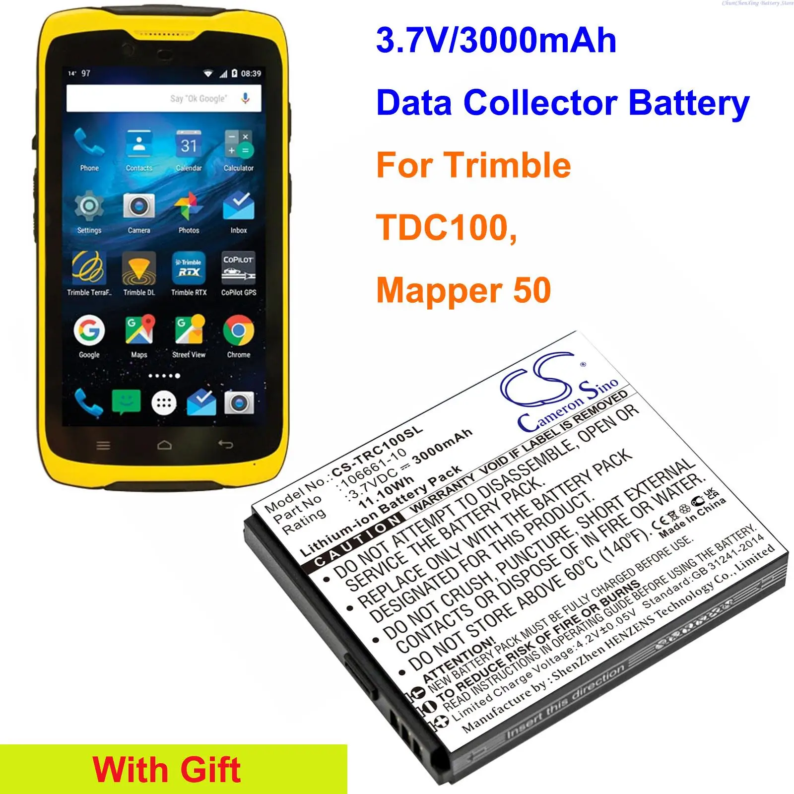 

Cameron Sino 3000mAh Handheld Data Collector Battery 106661-10, 106661-20 for Trimble TDC100, Mapper 50