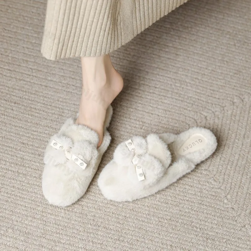 

Женская домашняя обувь, осенние новые уличные модные нескользящие хлопковые тапочки с бантом, легкие удобные домашние тапочки на мягкой подошве на плоской подошве