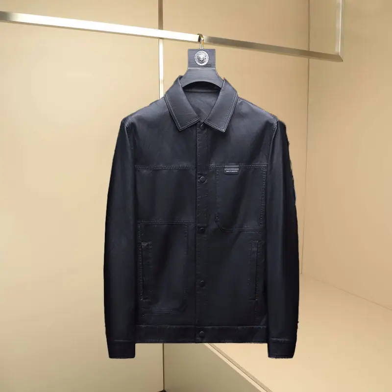 

Новая мужская кожаная куртка 2025 года: повседневная, с воротником, осенняя, молодежная, модная, из искусственной кожи, с длинными рукавами, простая, элегантная.