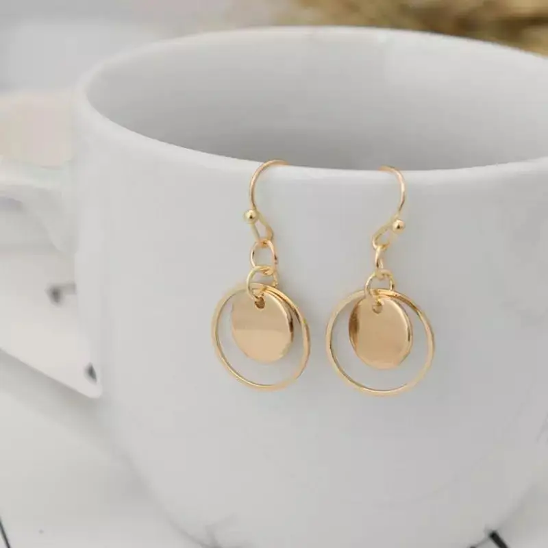 Lost Lady Coin Hoop Earrings For Women Fashion Trend Ladies Round Pendant Earrings Alloy Jewelry Wholesale Direct Sales