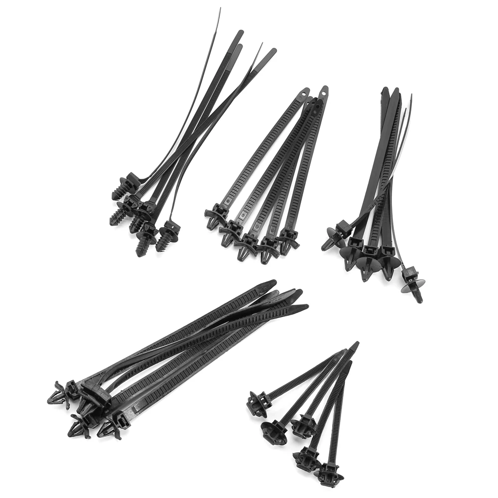 25Pcs Car Tie Wrap Cable Fixed Fasteners Clips Car Cable Fastening Strap Wire Band Tie Wrap Zip Tie Auto Fastener