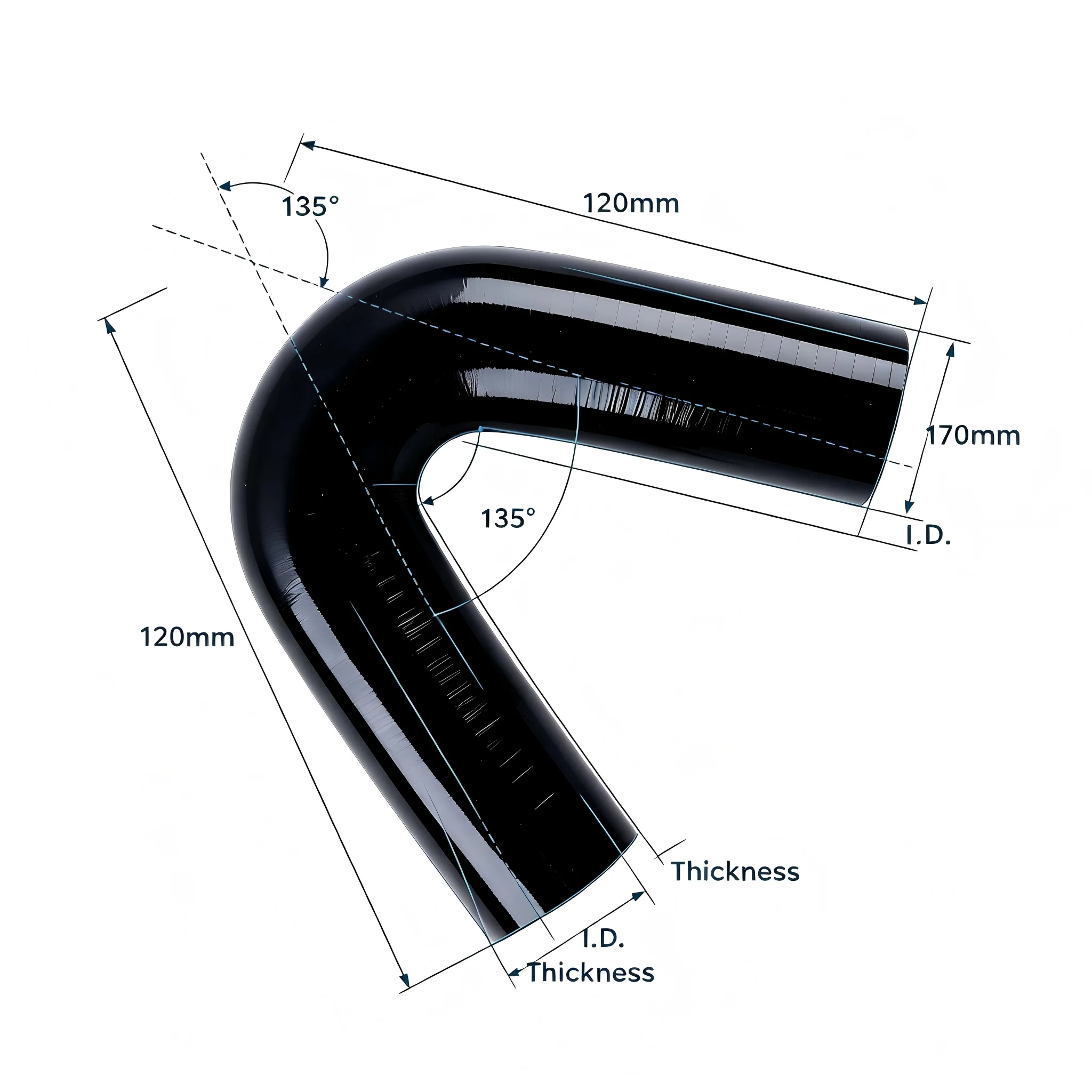 Silicone Elbow Coupler Bend Hose Turbo Joiner Boost Reinforce Pipe 135 Degree ID  25mm 30mm 38mm 50mm 57mm 60mm 64mm 70mm 76mm