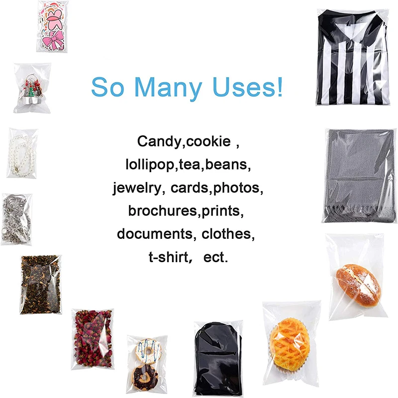 100 Stück transparente Opp-Beutel, selbstdichtende Poly-Plastiktüten für Süßigkeiten, Lutscher, Kekse, Verpackung, Hochzeit, Party, Geschenkzubehör – Detail 8