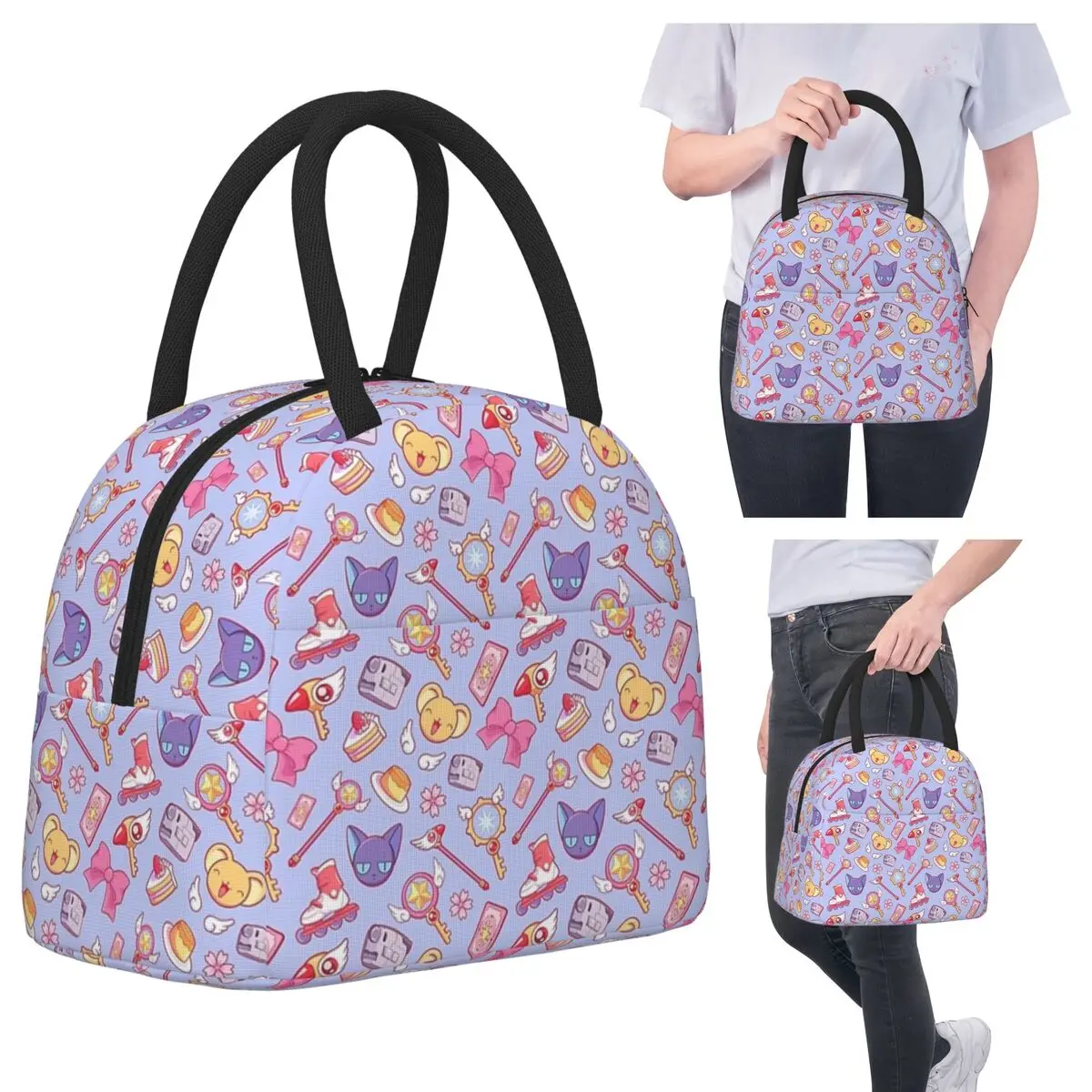 

Sakura Card Captor - Violet Insulated Lunch Bag for Kids School Cooler Thermal Food Box Tote Leakproof Lunch Boxes Container