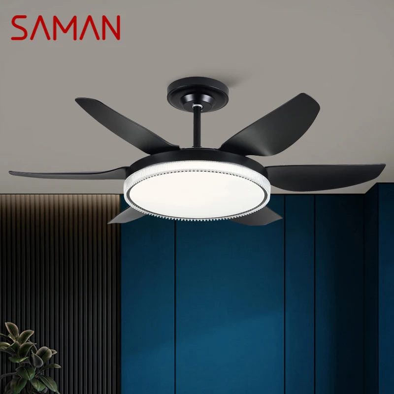 

SAMAN Fan Light Nordic LED Ceiling Fan Light Modern Minimalist Restaurant, Living Room, Bedroom Commercial Electric Fan