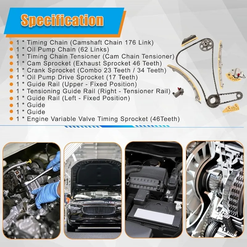 Kit Rantai Waktu dengan Pengatur Poros Bubungan Cocok untuk ILX Accord Civic Crosstour CR-V 2.4 Ganti OE 14510-R40-A01 13620-RAA-A02 Engi