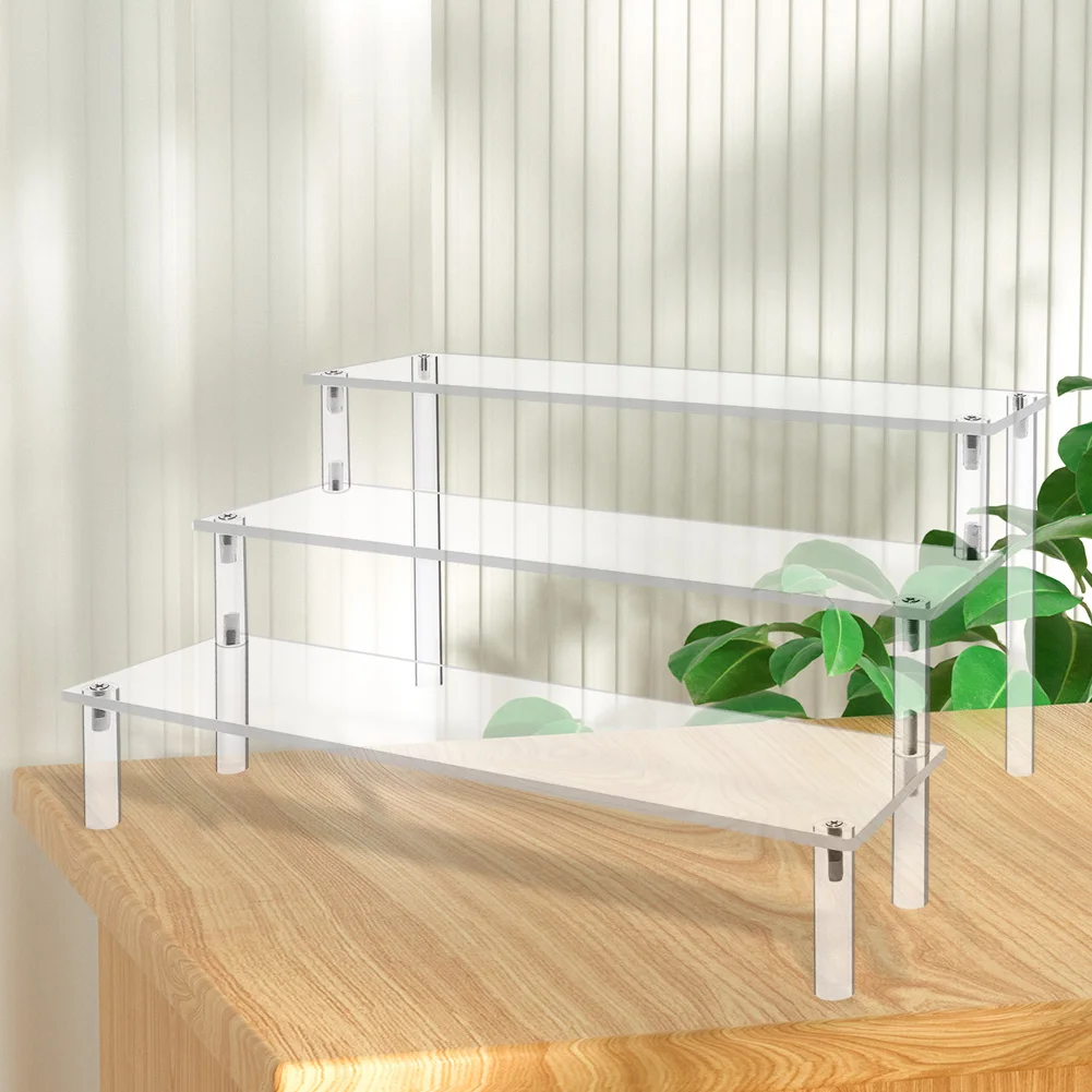 Sturdy Acrylic Display Risers with Bolt Insertion for Food Storage and Home Organization 30cm Multi-Layer Shelving Units