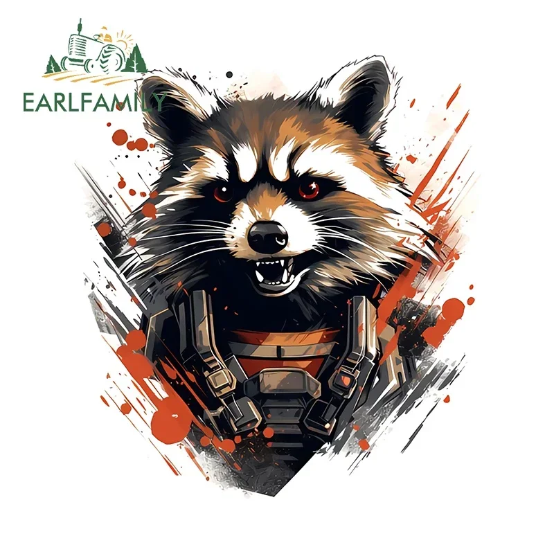 

EARLFAMILY for Raccoon in A Space Cool Car Stickers Colorful Ink Style Graphics Decals Great Scratch Proof RV Decoration