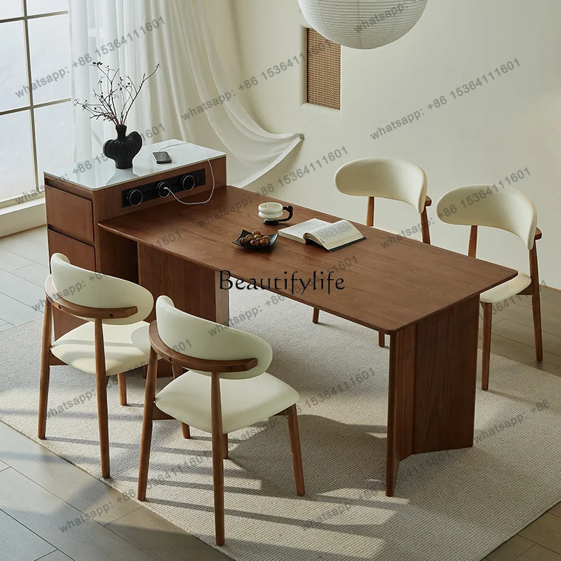 

D30Ash wood dining table creative villa workbench large board table luxury stone island platform natural marble