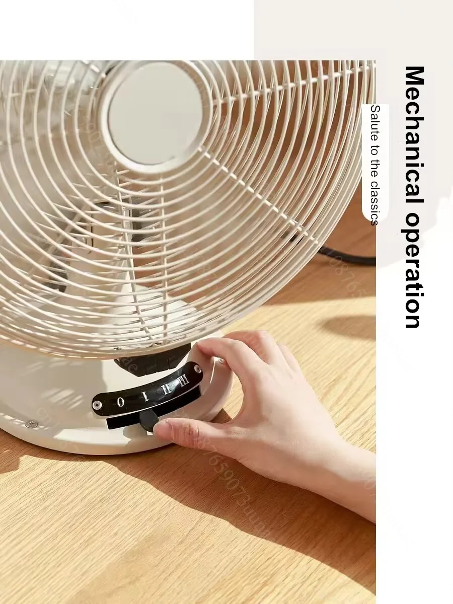 12 Inch Retro Metal Table Fan, Adjustable Vintage Desk Fan with 3 Speed Quiet Motor for Home Office Decoration