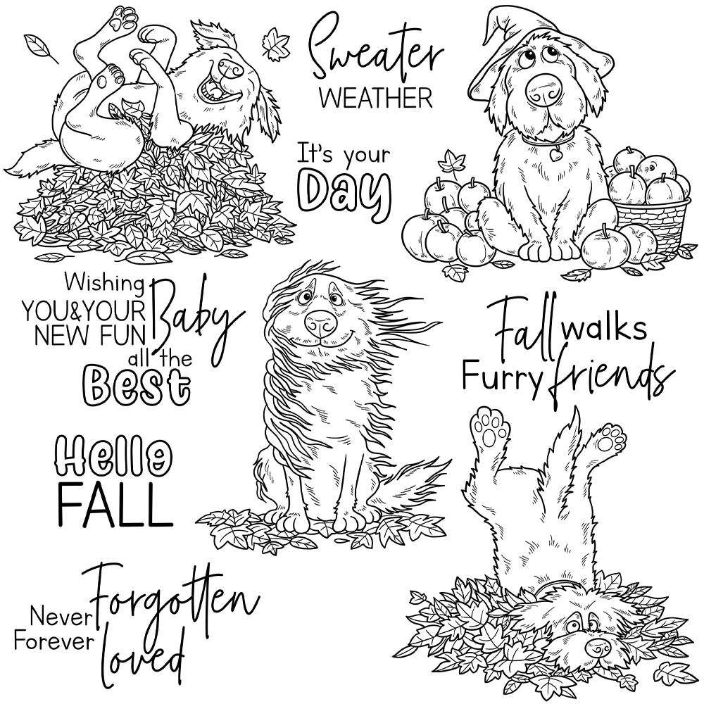 Mangocraft Cute Dogs On Windy Days Cutting Dies Clear Stamp DIY Scrapbooking Metal Dies Silicone Stamp For Cards Albums Decor