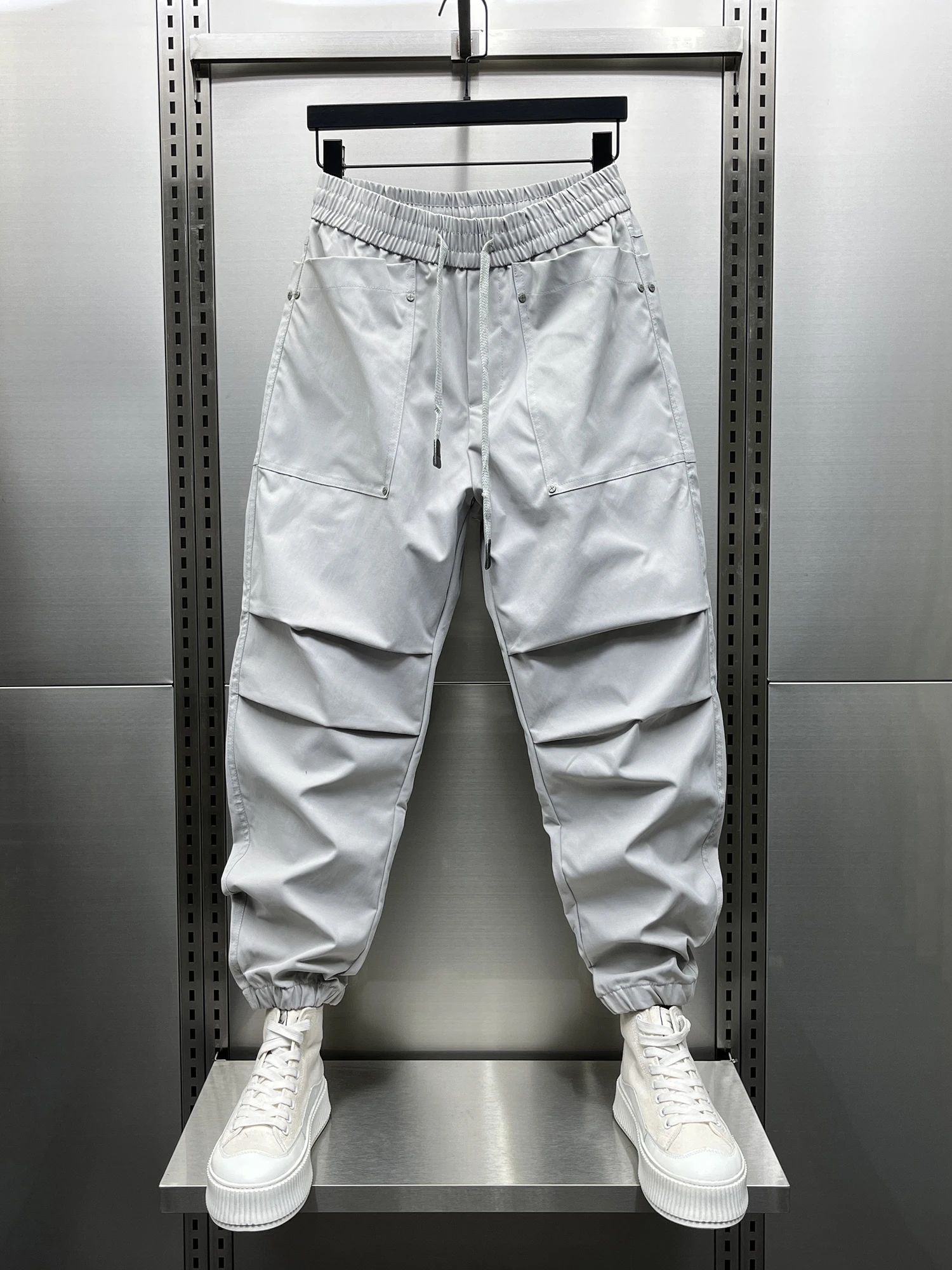 

Осень 2024, новые свободные однотонные универсальные брюки для спецодежды, повседневные американские шаровары для молодежи, повседневная одежда