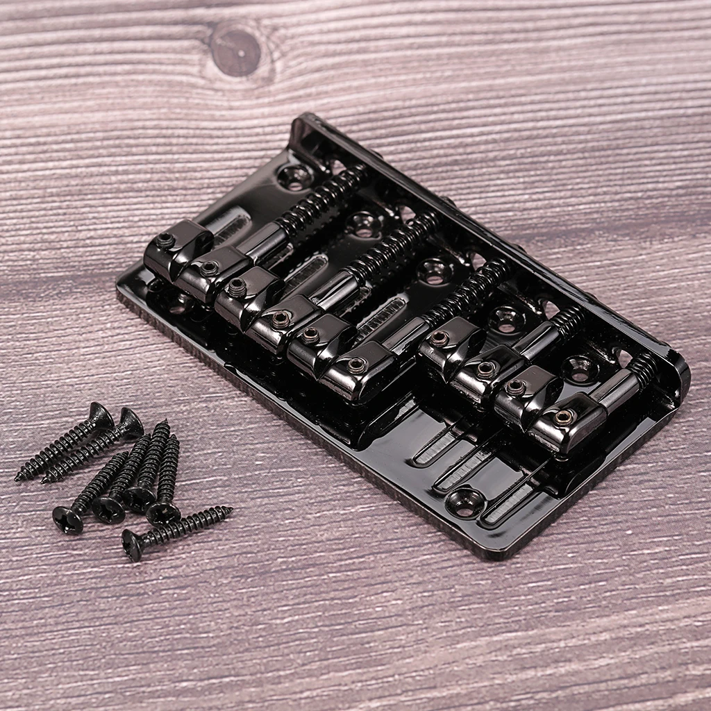 

5-String Electric Bass Bridge Replacement - Black Hardtail Design for Bass Guitar Upgrade