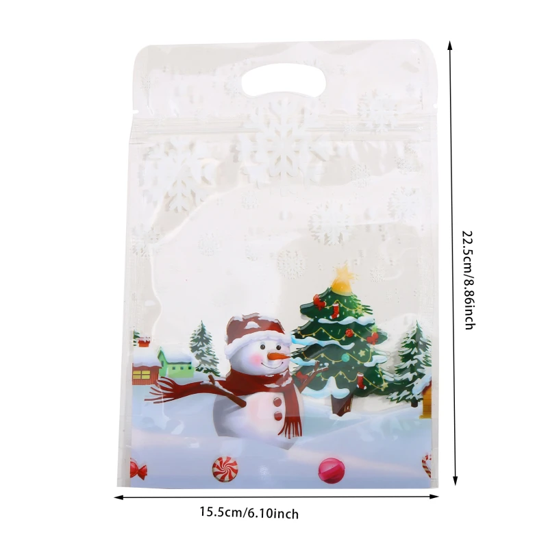 50PCS Christmas Transparent Gift Bag Candy Bag Snowflake Packaging Bag Xmas Decorations For Home 2025 Happy Christmas