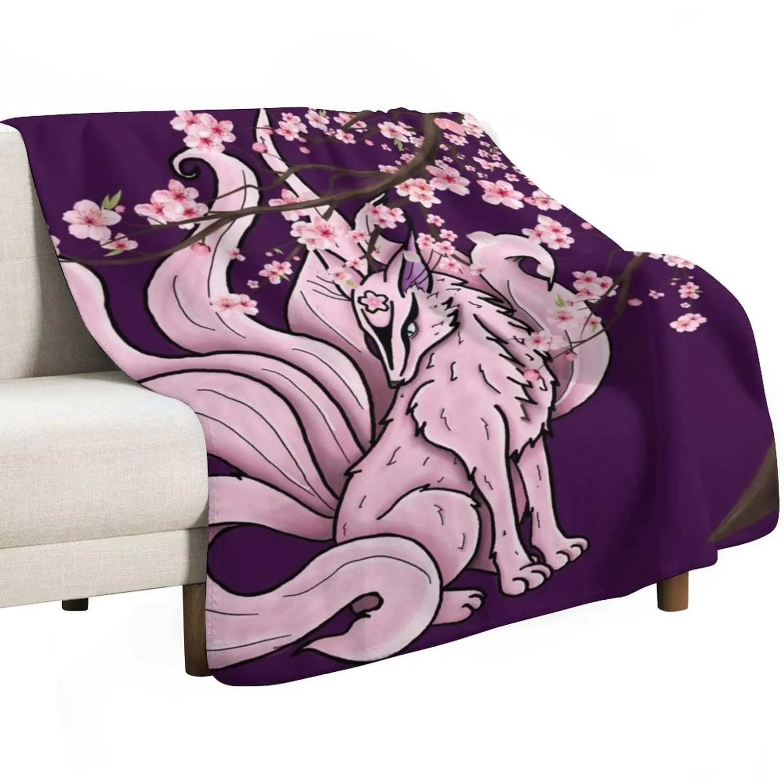 Cherry blossom 7tail fox Throw Blanket Sofas Bed Fashionable Winter beds Luxury Brand Large for babies Blankets