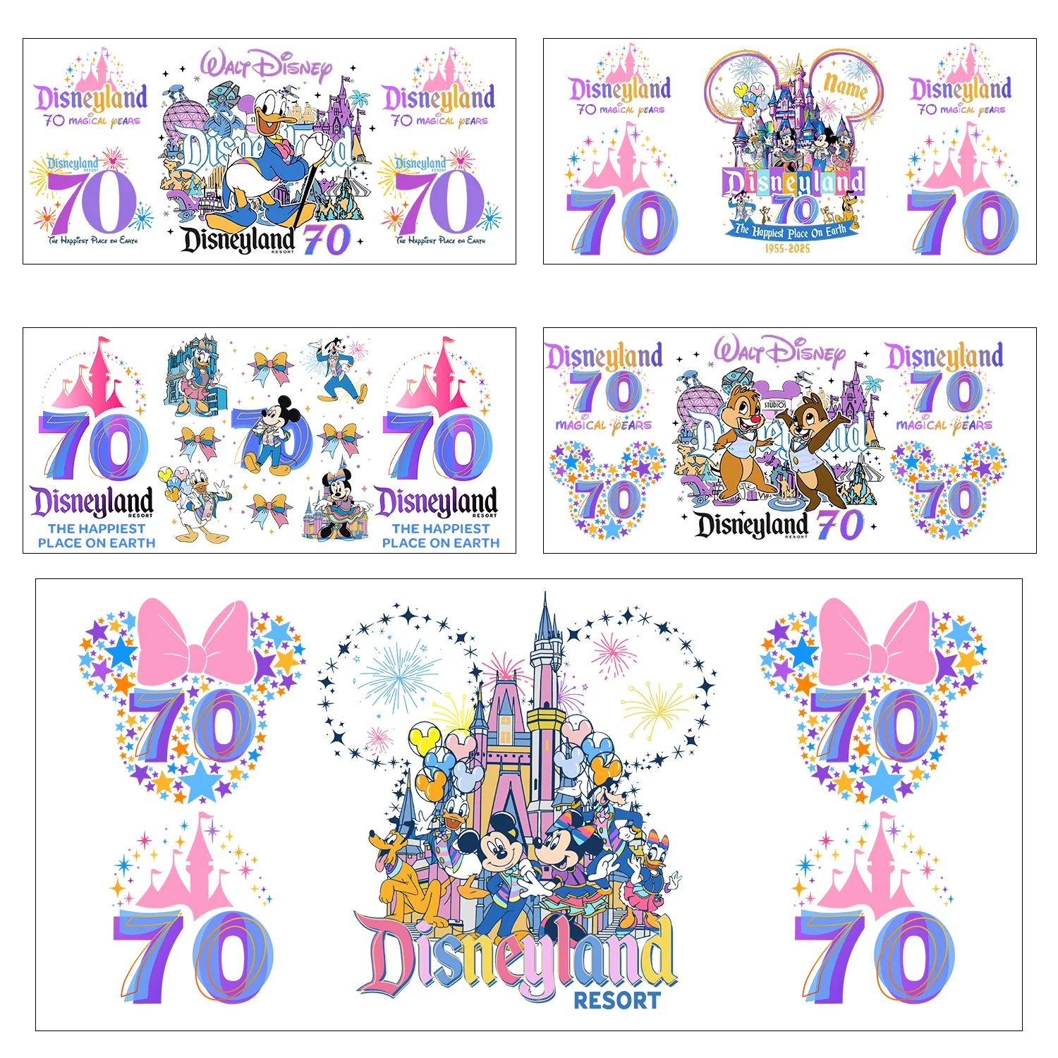 

1pcs 5pcs Mickey Minnie Easy peel waterproof DIY Decals 3D transfers uvdtf stickers 16oz uv dtf tumbler cup wraps sticker