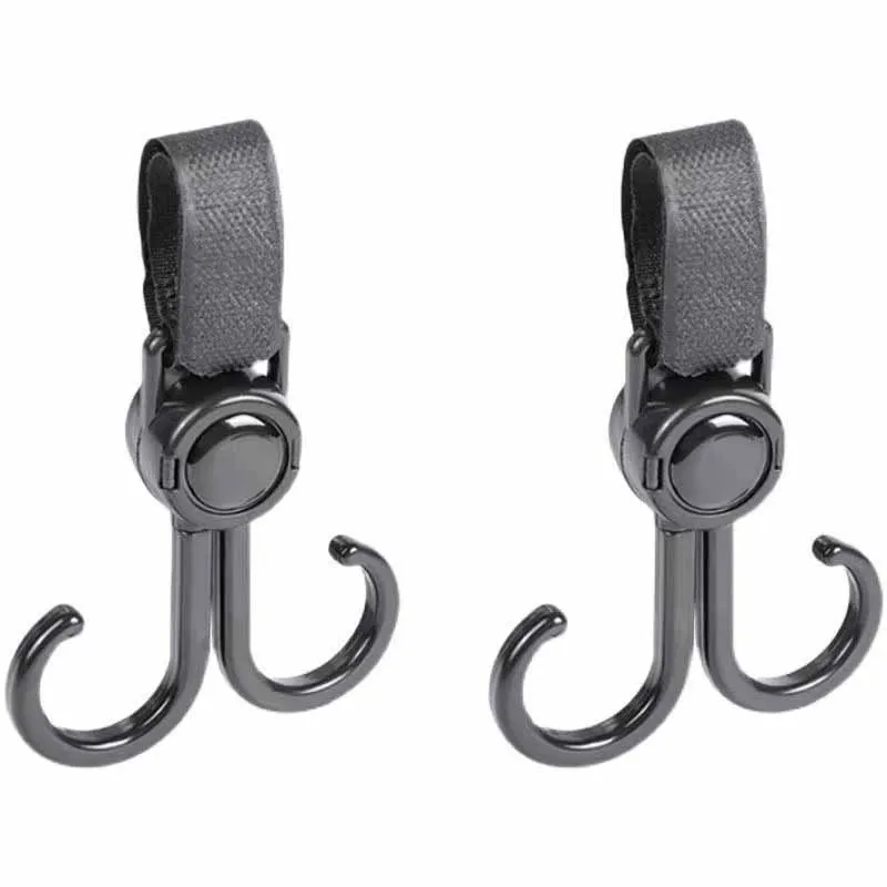 2PCS Rotatable Double Hooks Baby Stroller Travel Accessories Shopping Prop Multifunctional Portable Plastic Hook Pram Hook