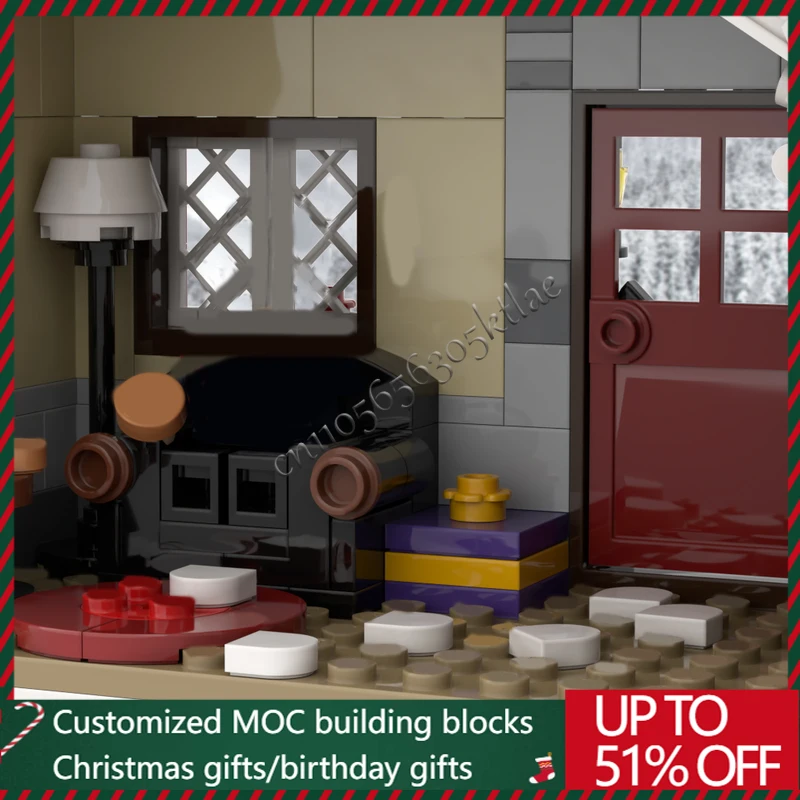 581-Teile MOC Weihnachtsserie Holzhütte Modell Bausteinsteine DIY Kreatives Montageset Lernspielzeug Festival Geschenke
