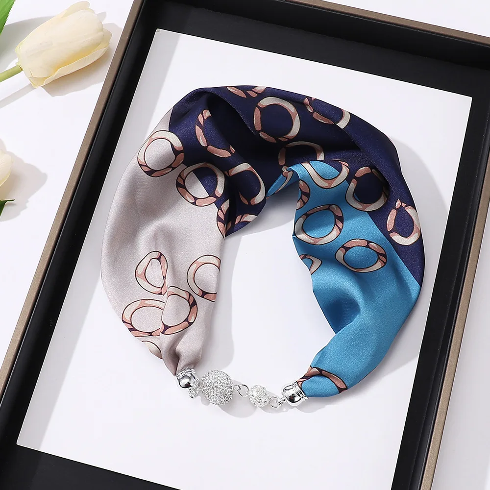 Magnetic buckle lazy person small scarf women's versatile necklace with shirt decoration collarbone scarf scarf headband