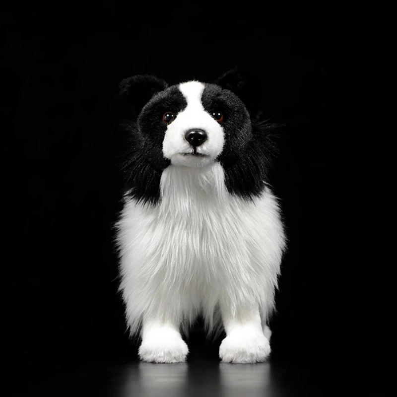 Animal Artificial de peluche, muñeco de perro, Linda figura de acción Border Collie, animales realistas, muñeco de peluche de simulación, regalos de juguete Kawaii