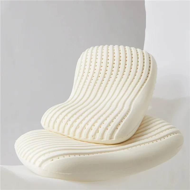 Natural Latex Pillow with Cotton Cover Soft No Pressure Support Neck Pain Relief Bed Pillow for Side Back and Stomach Sleeper