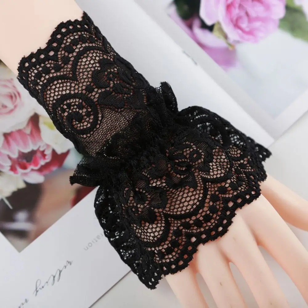 1Pair New Fashion Detachable Fake Sleeves Spring Autumn Wild Sweater Decorative Sleeves Lace Ruffles Elbow Sleeve Cuff universal