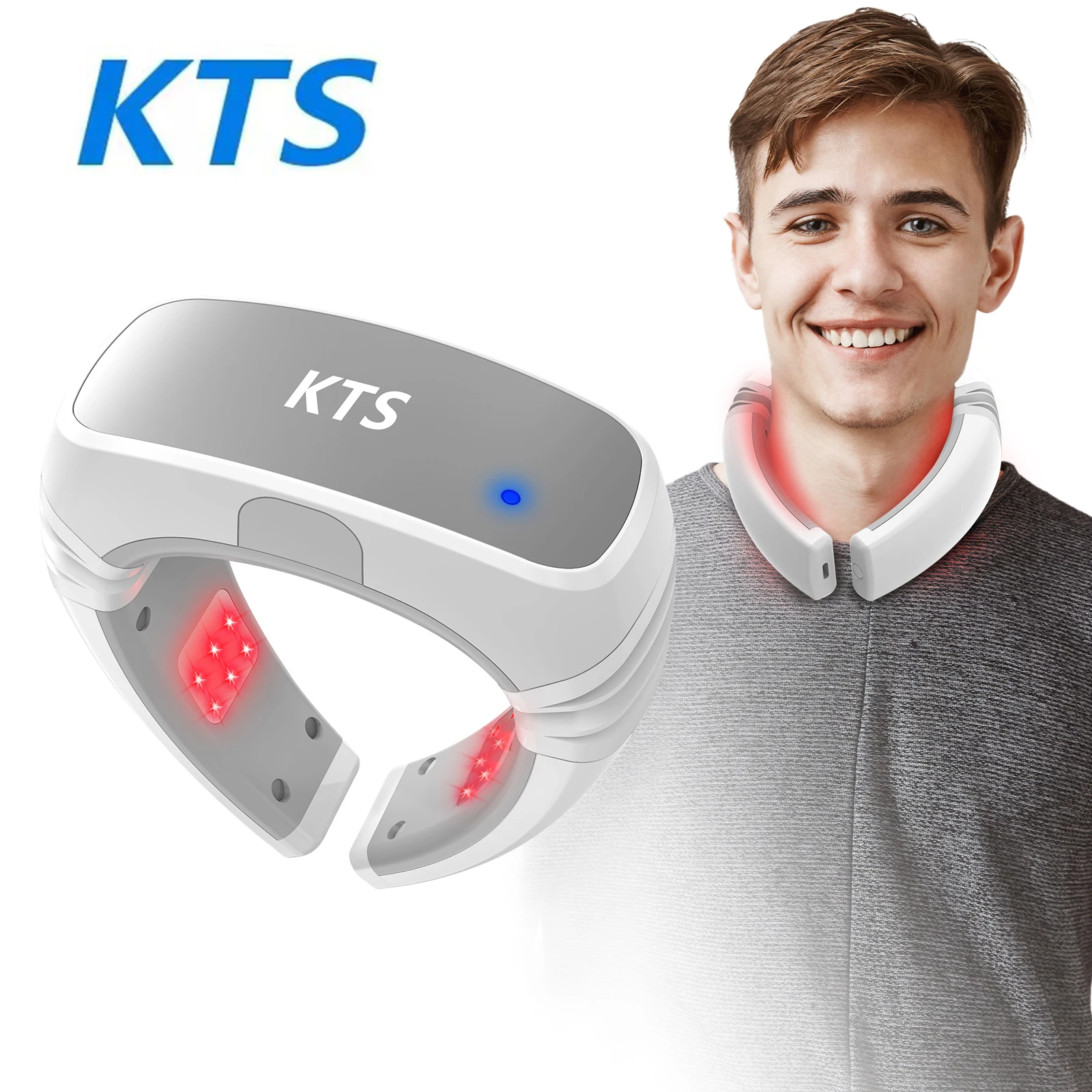 KTS Neck Massager Red Light Therapy Device Relief Neck Pain Wireless Cervical Neck Massager 808nm Near Infrared Light Therapy