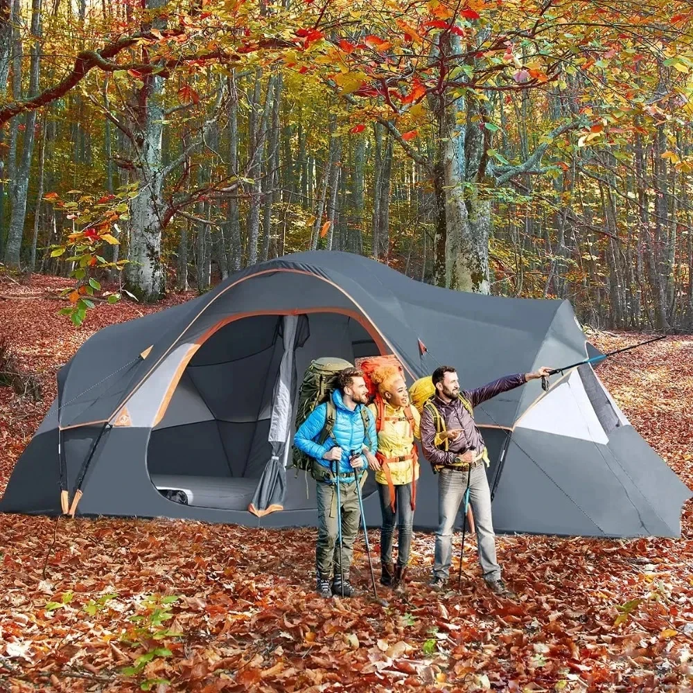 

Camping Tent 10-Person-Family Tents, Parties, Music Festival,5 Large Mesh Windows, Double Layer, Weather Resistant, Tents