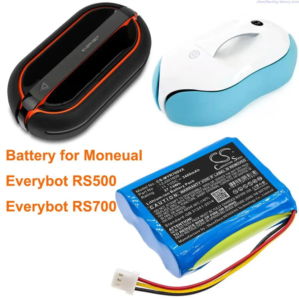 OrangeYu  2600mAh/3400mAh Battery 12J001609 for Moneual Everybot RS500, Everybot RS700